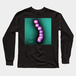 Swine Flu Virus, Influenza TEM Micrograph, Purple and Green Long Sleeve T-Shirt